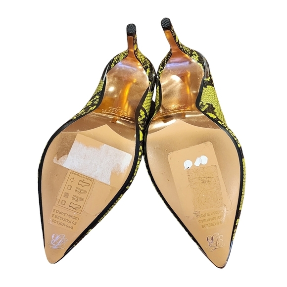 Ted Baker Izbelos neon yellow/green snakeskin heels - Picture 7 of 8